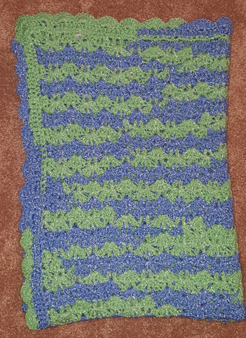 Crocheted baby afghan - blue and green