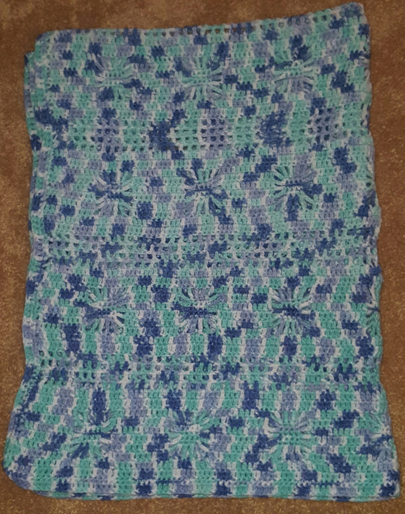 Crocheted baby afghan - shades of blue